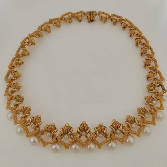 Rare/HTF Vintage Mary McFadden Sterling & Synthetic Pearl "Aeolian" Necklace - Picture 2 of 6